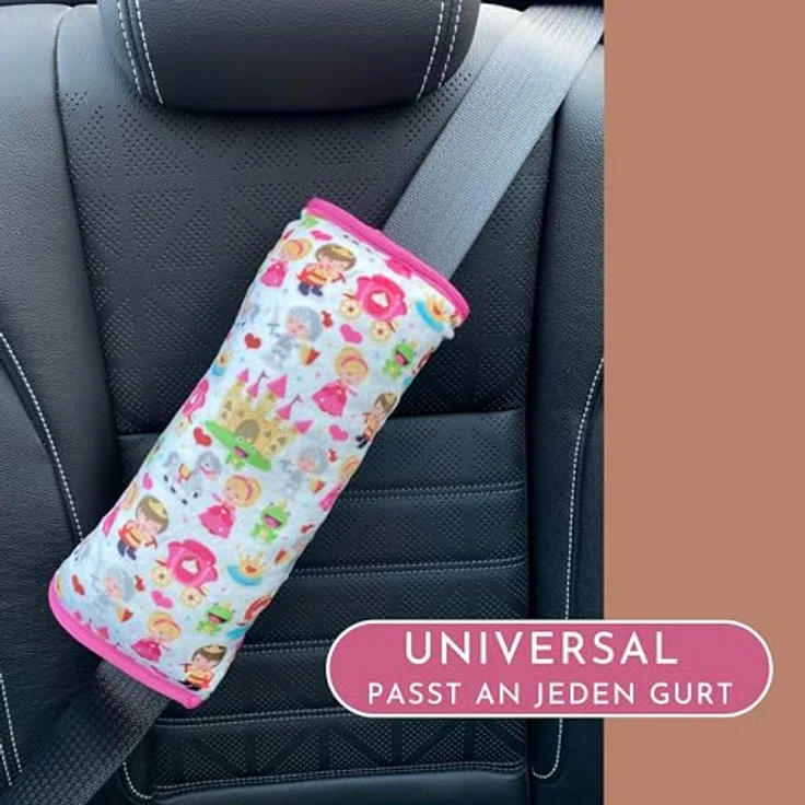 HECKBO Auto Schlafkissen Prinzessin König Motiv für Kinder Mädchen Jungen - maschinenwaschbar – kuschelweich - Auto Gurtkissen, Gurtschoner, Gurtschutz Sitzerhöhung, Auto Kissen, Reisekissen, Urlaub – Bild 7