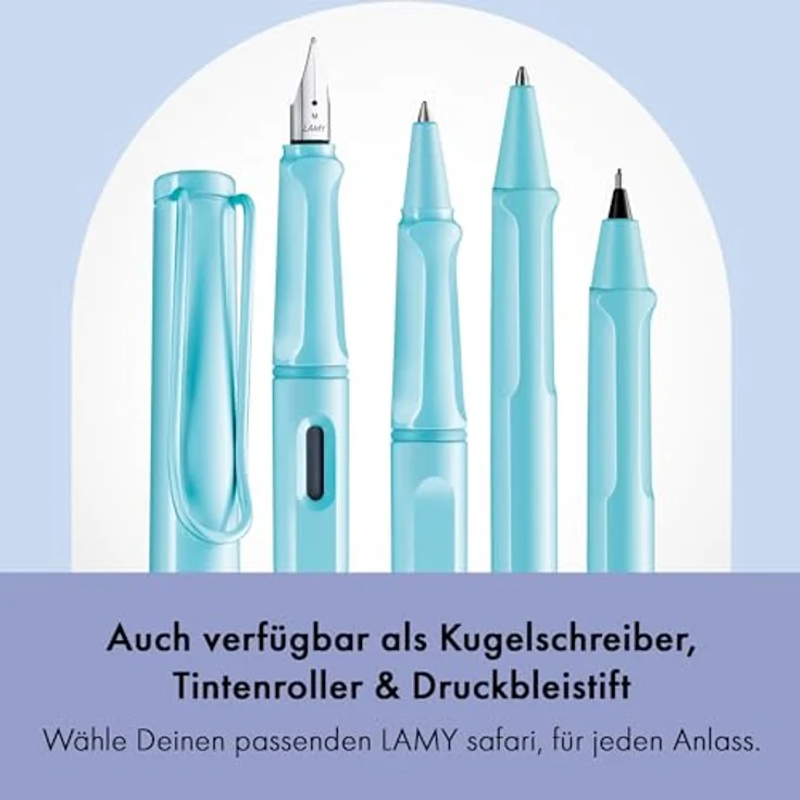 LAMY Füllfederhalter safari aquasky Feder M, ergonomische Griffzone, langlebige Edelstahlfeder, blau – Bild 6
