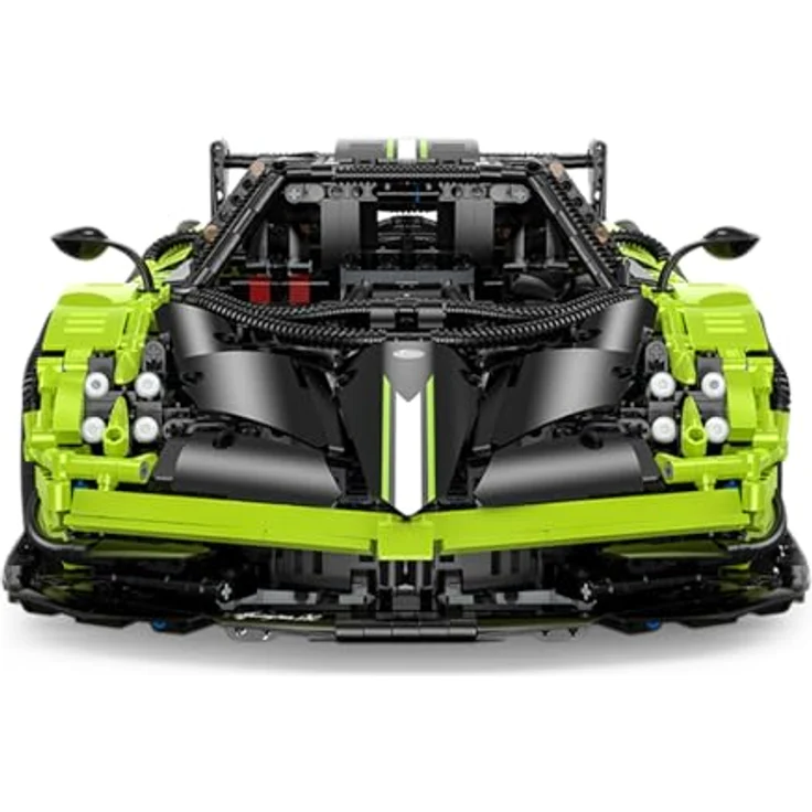 JAMARA 402826 Pagani Huayra BC 1:8 Bricks, Modellbau DIY Bausatz Rennwagen Auto, 2892 Teile, ab 14 Jahre, manuell lenkbar, Türen manuell bewegbar, Grün – Bild 5