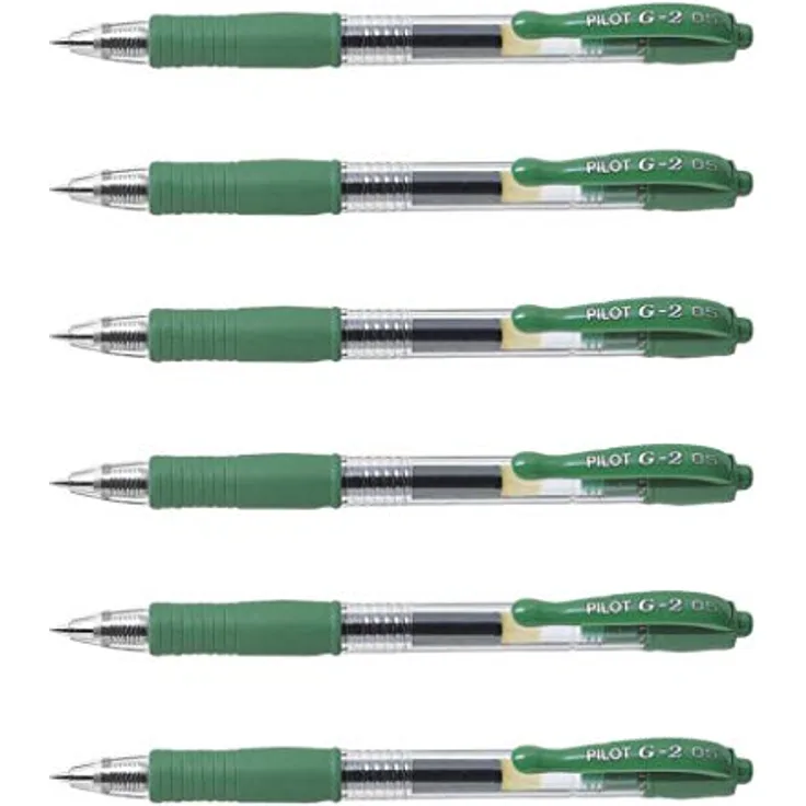 Pilot Gel-Kugelschreiber, G2, 05, feine Spitze, Grün, 6 Stück