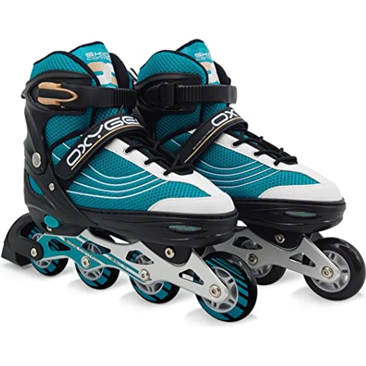 Stamp Unisex-Adult Patins en Ligne Ajustable semi-Soft SKIDS Control Oxygen T. 42-45, Blue-Black – Bild 1