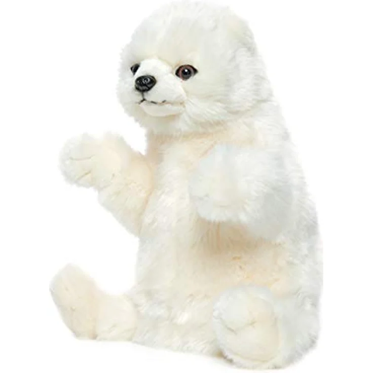 Hansa Creation Handpuppe Eisbär, flauschiges Kuscheltier mit robustem weißen Fell – Bild 3
