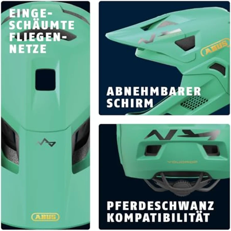ABUS MTB-Helm YouDrop FF - Fullface-Helm für Kinder und Jugendliche - Hellgrün, Größe S - für den Einstieg in den Mountainbikesport mit abnehmbarem Kinnschutz – Bild 3
