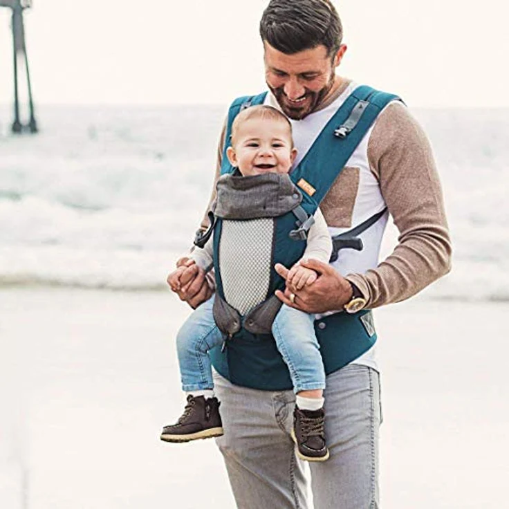 Beco 8 Babytrage Neugeborene ab Geburt bis Kleinkind - Hybrid Baby Trage mit verstellbarem Sitz - Babytrage ab Geburt - Ergonomischer Baby Tragegurt & Baby Carrier - 3,2-20 kg (Aquamarine) – Bild 5