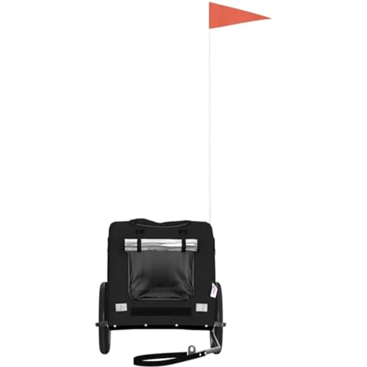 vidaXL Fahrradanhänger Hunde, Schwarz, aus Oxford-Gewebe und Eisen, max. Belastbarkeit 30 kg, mit PVC-Dach und Reißverschluss-Türen – Bild 5