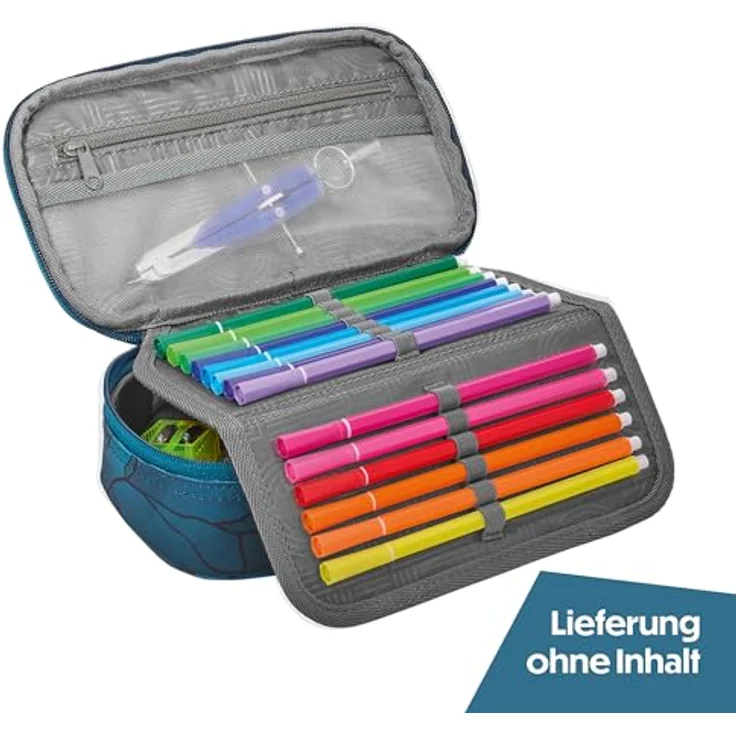 Coocazoo Mäppchen „Crystal Waves”, blau, Federmäppchen mit großem Hauptfach, Reißverschlussfach, Klarsichtfach, Fach für Geodreieck und Stiftehalter, ab der 3. Klasse – Bild 2