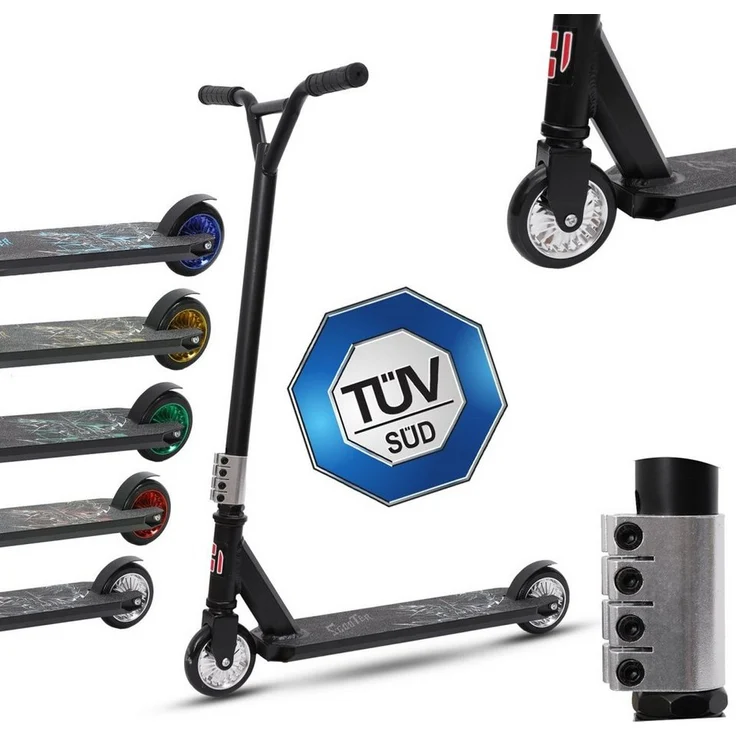 Habib Gruppe Stuntscooter Y-förmiger Lenker, 360° Lenkung, 110 mm Räder, belastbar bis 100 kg, für Kinder ab 8 Jahren