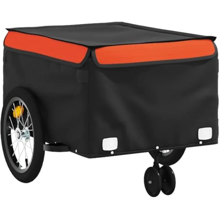 vidaXL Fahrradlastenanhänger Fahrradanhänger Schwarz und Orange 45 kg Eisen, Robustes Material und Praktisches Design – Bild 7