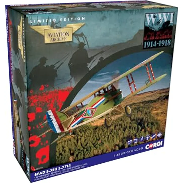 Corgi AA37910 Druckguss-Modellflugzeuge mit Ausstellungsständer und beweglichem Propeller, geeignet für Kinder
