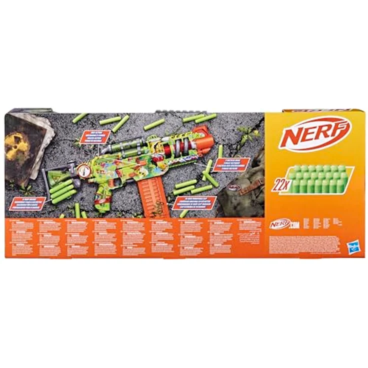 Nerf Zombie Blaster Corrupter, Dart-Repetierer mit 18-Dart-Magazin und buntem Graffiti-Design – Bild 5