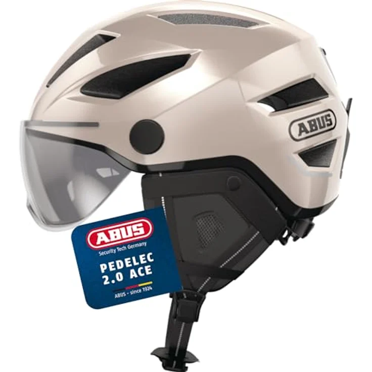 ABUS Stadthelm Pedelec 2.0 ACE - Fahrradhelm mit Rücklicht, Visier, Regenhaube, Ohrenschutz - für Damen und Herren - Gold, Größe L​ – Bild 1