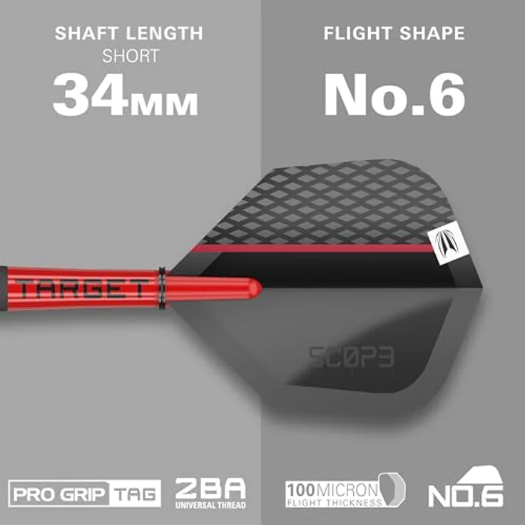 Target Darts Scope Swiss Point Steeldarts, 90% Tungsten Dart-Set, Barrel 03-21G in Rot & Schwarz – Bild 3