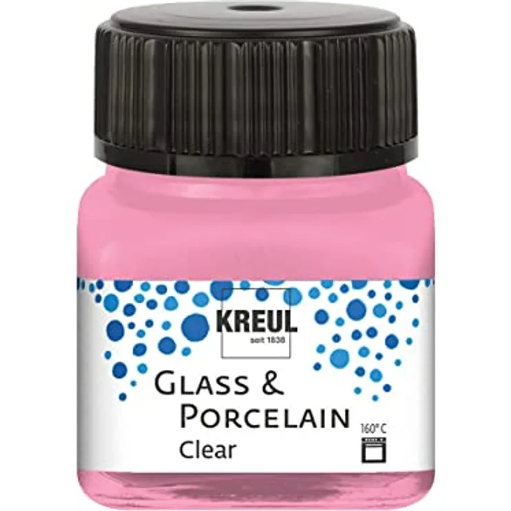 KREUL 16294 - Glass & Porcelain Clear rosa, im 20 ml Glas, transparente Glas- und Porzellanmalfarbe auf Wasserbasis, schnelltrocknend, glasklar