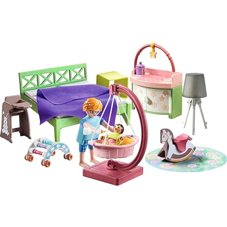 Playmobil® Konstruktions-Spielset Schlafzimmer mit Babyspielecke (71609), myLife, (50 St), Made in Europe – Bild 6