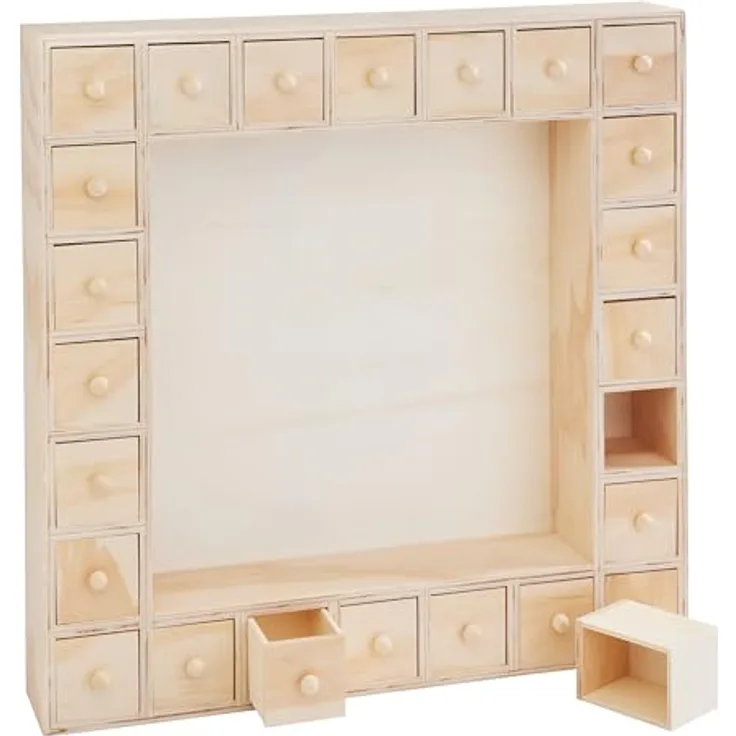 VBS Adventskalender Rahmen, Sperrholz, DIY Bastelset, ca. 36,5 x 36,5 x 6,5 cm, Naturholz