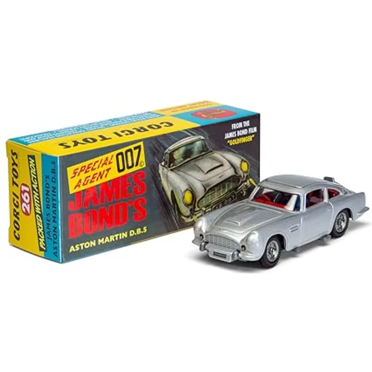 Corgi RT26101S James Bond Aston Martin DB5, silbernes Druckgussmodell mit detaillierter Fahrzeugnachbildung