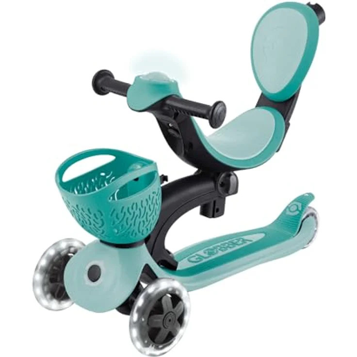 Globber GO-UP BABY 360 LIGHTS petrol-hellblau Scooter mit Leuchtrollen und Leuchtmodul – Bild 3