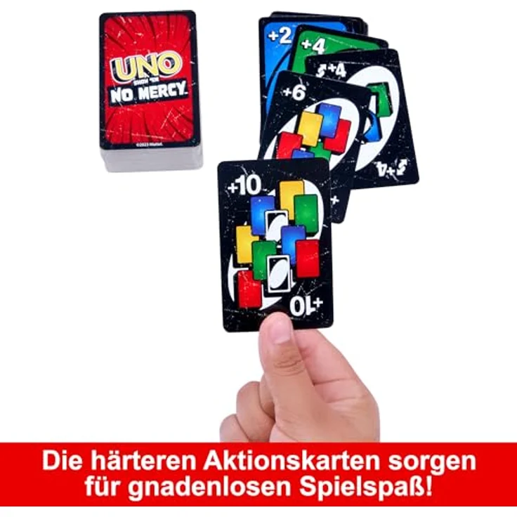 Mattel UNO Show 'em No Mercy - 56 zusätzliche Karten, harte Aktionskarten und brutale Spielregeln, ab 7 Jahren, HWV18 – Bild 5