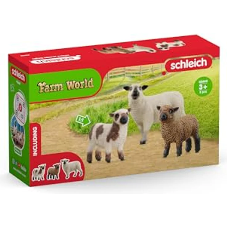 Schleich Schaffreunde (42660) Farm World, Set mit 3 Schafen in braun, gefleckt und weiß – Bild 7