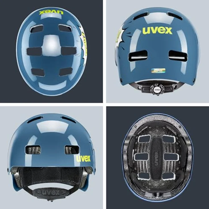 Uvex Kid 3, robuster Fahrradhelm für Kinder mit individueller Größenanpassung, waschbarer Innenausstattung, Stone Blue pow, 55-58 cm – Bild 4