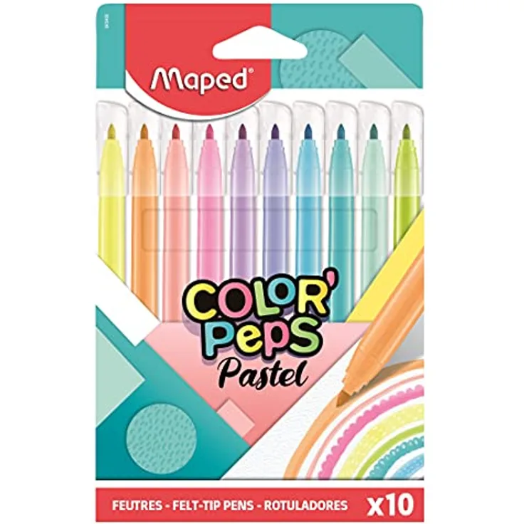 Maped - Filzstifte, Fasermaler COLOR'PEPS PASTELL mit mittlerer Spitze - x10 Stifte