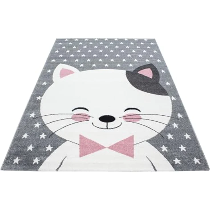 Carpetsale24 Kinderteppich Katzenmotiv, Rosa 120x170 cm, OEKO-TEX zertifiziert, pflegeleichte Oberflächen, flauschige Florhöhe 11 mm – Bild 2