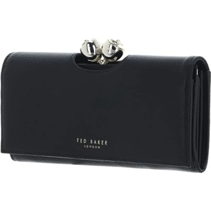 Ted Baker Rose Detail Leather Bobble Purse, schwarze Geldbörse aus echtem Rindsleder mit 11 Kartenfächern und Überschlagklappe – Bild 1