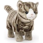 Uni-Toys - Katze grau-getigert, stehend - 35 cm (Länge) - Plüsch-Katze - Nachhaltiges Kuscheltier