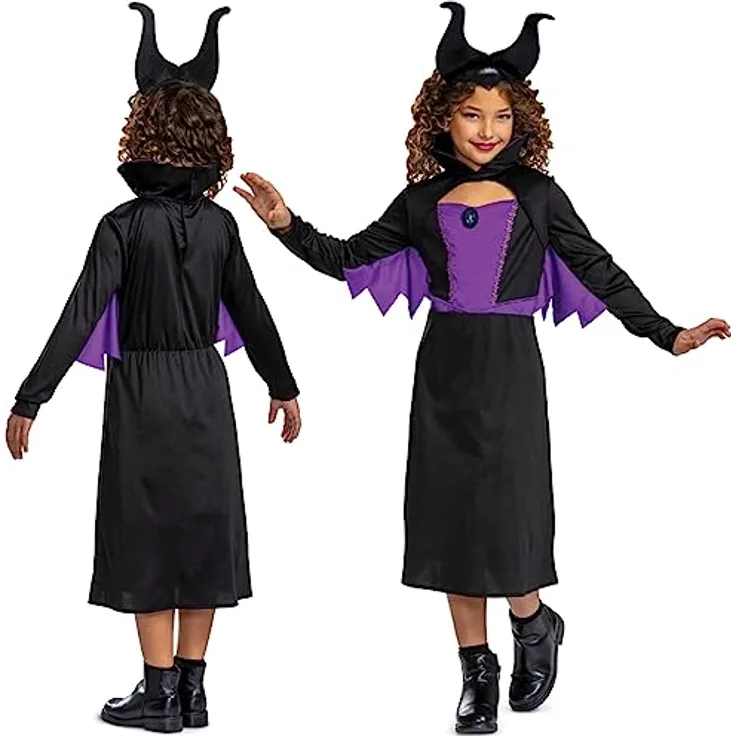Disney Villains Maleficent Kinderkostüm Classic, schwarz-lila, Größe S für 4-6 Jahre, hochwertig und offiziell lizenziert