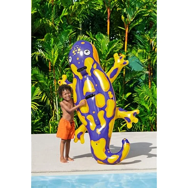 Bestway Splashing Salamander, Schwimmtier für Kinder ab 3 Jahren, 191 cm x 119 cm, mit robusten Haltegriffen und Reparaturflicken – Bild 10
