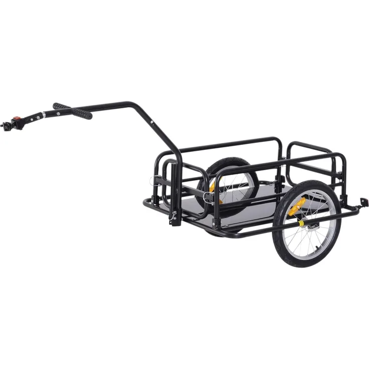 Northio Fahrradanhänger Lastenanhänger, 40 kg belastbar, klappbare Kupplung, Schwarz, 155 x 71,5 x 77 cm, 16-Zoll-Reifen