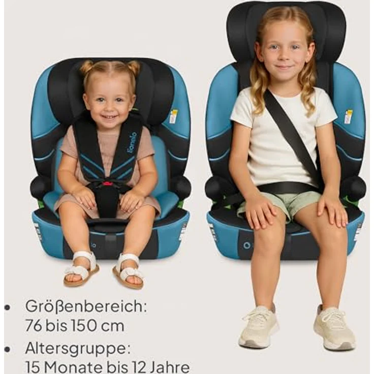 lionelo Autokindersitz LEVI FIX I-SIZE, 76-150 cm, mit Isofix, TopTether, Dri-Seat und verstellbarer Kopfstütze – Bild 8