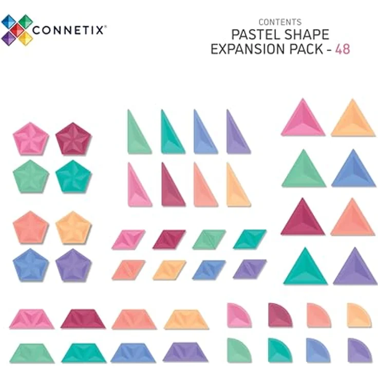 Connetix Pastel Shape Expansion Pack Magnetbausteine (Open Play, 48 Teile) - Pädagogisches Lernspiel in pastellfarbenen Formen, ab 3 Jahren – Bild 6