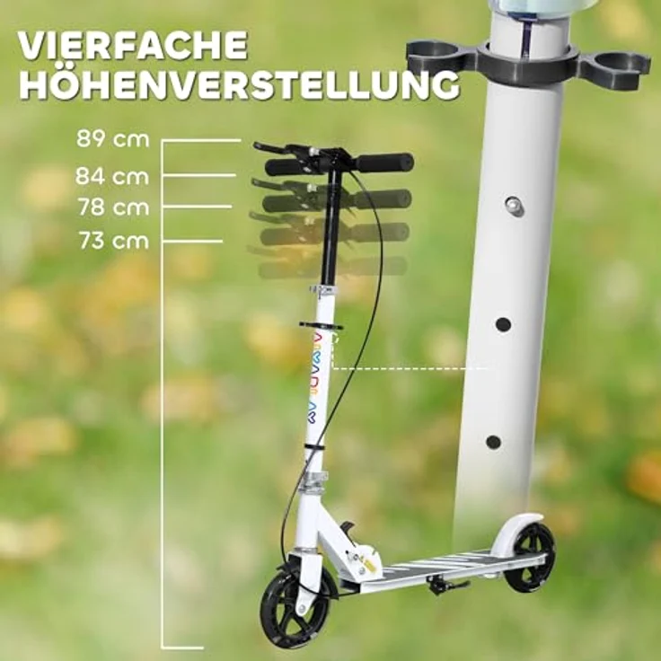 AIYAPLAY Kinder Scooter, klappbarer Kickscooter mit leuchtenden Rädern, höhenverstellbar, für Kinder 3-8 Jahre, bis 50 kg, mit Doppelbremse und Fußstütze – Bild 3