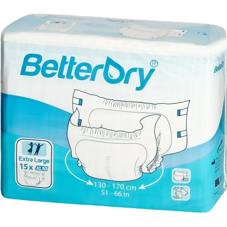 BetterDry Windeln XL10 - X-Large (130-170 cm), saugstark für die Nacht, 60 Stück, Folie - Preisvergleich