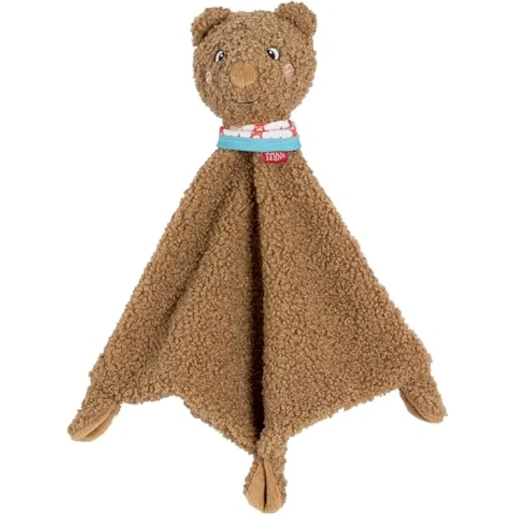 Fehn Schmusetuch Bär, kuscheliges Schnuffeltuch für Babys mit verschiedenen Stoffen zur Förderung von Tast- und Greifsinn – Bild 1