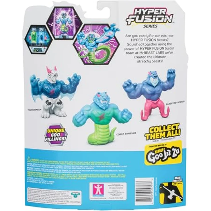 MRBEAST LAB Figura el?stica - Hyper Fusion Cobra Panther, elastische Sammelfigur, 11 cm, superelastisch, halb Schlange, halb Panther – Bild 5