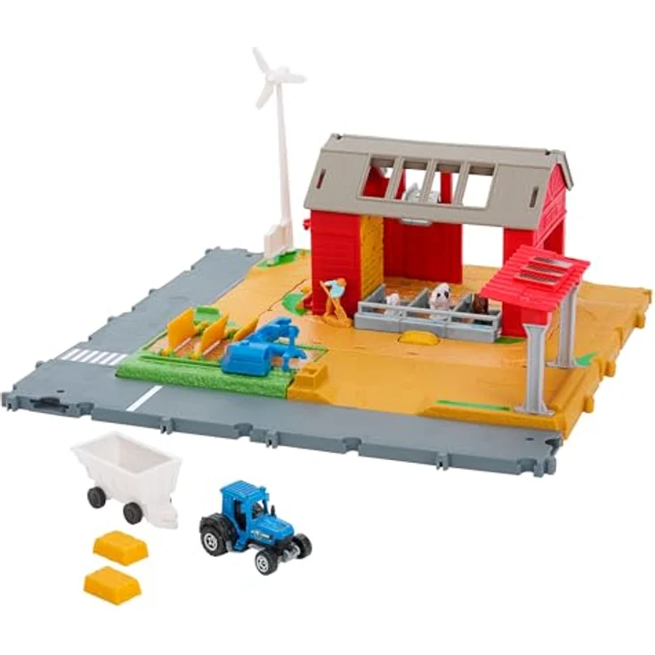 Matchbox Action Drivers Farm Harvest Playset, realistisch mit Traktor im Maßstab 1:64 und abnehmbaren Tierfiguren – Bild 1