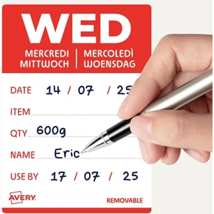 AVERY Zweckform WED Tagesetiketten, weiß, 56,0 x 40,0 mm, 500 Stück, selbstklebend, ablösbar – Bild 4