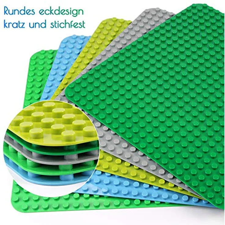 Große Bauplatte Kompatibel mit Duplo Platten,große Grundplatte,38*38cm Platten-Set für Kreatives Spielen, Lernspielzeug (Grün, Grau, Hellgrün) – Bild 5