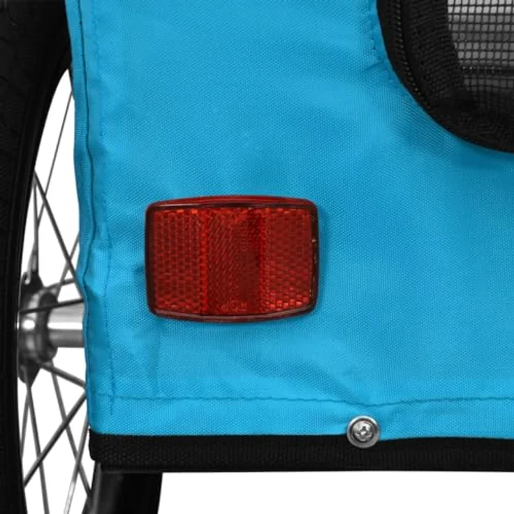 vidaXL Fahrradhundeanhänger Blau Oxford-Gewebe und Eisen, für Hunde bis 45 kg, mit PVC-Dach und Reflektoren – Bild 5