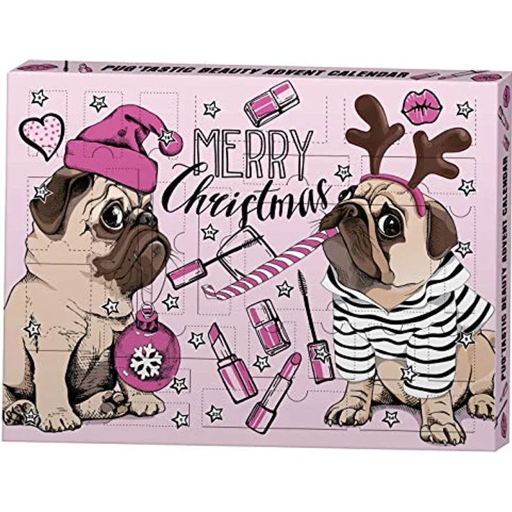 fesh! Pug'tastic Advent Calendar- Beauty Adventskalender 2021 mit Hundemotiv für Mops Fans| 24 Kosmetik Überraschungen für Mädchen, junge Frauen, Teenager, 450 g