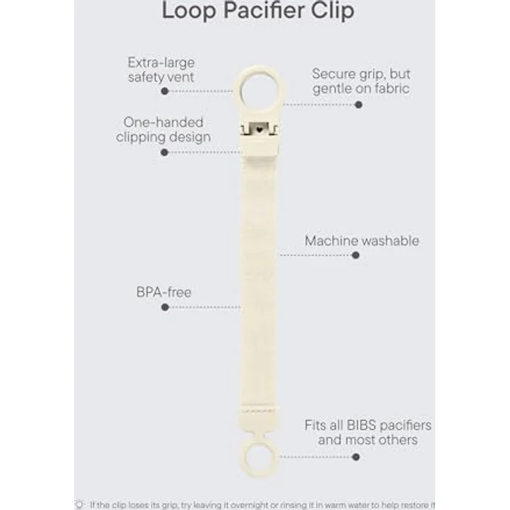 BIBS Loop Schnullerkette – Schnullerband mit Silikon, Einhandbedienung, kompatibel mit BIBS und anderen Marken, Maschinenwaschbar, BPA-frei, Blush – Bild 2