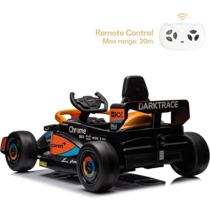 Vrooomy McLaren Formel 1 Elektro-Kinderfahrzeug, 12V mit Fernbedienung, für 1 bis 5 Jahre, orange, MP3-Player, Soft-Start-Funktion, 30 kg Tragfähigkeit – Bild 9