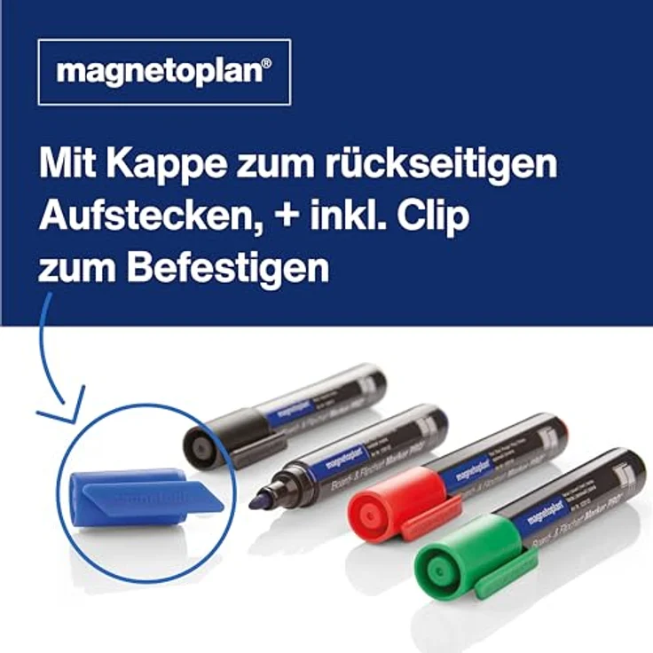 magnetoplan® Whiteboard Marker magnetoplan Pro+ 12281, Set mit Schwarz, Blau, Rot, Grün, Rundspitze 1,5-3 mm, geeignet für Whiteboards und Flipchart-Papier – Bild 7