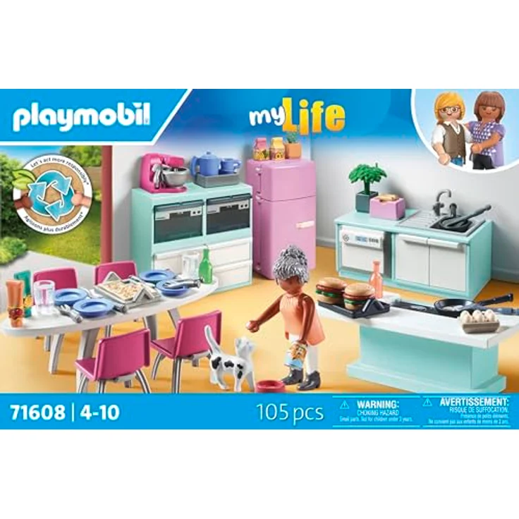 Playmobil® Konstruktions-Spielset Küche mit Essplatz (71608), myLife, (105 St), Made in Europe – Bild 4
