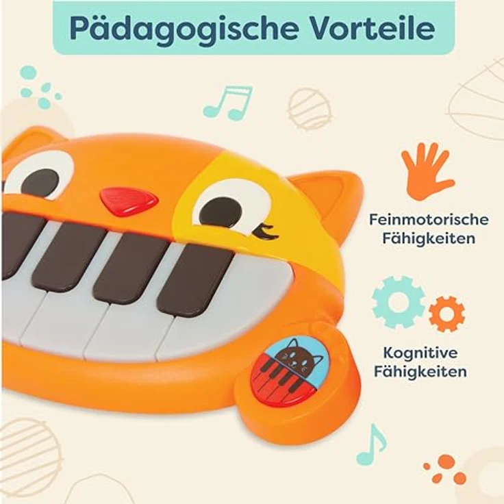 B. toys Baby Spielzeug Mini Meowsic Katzen Keyboard – Babyspielzeug Piano mit bunten Lichtern und Musik – Kinder Klavier Sensorik Spielzeug ab 6 Monaten – Bild 5