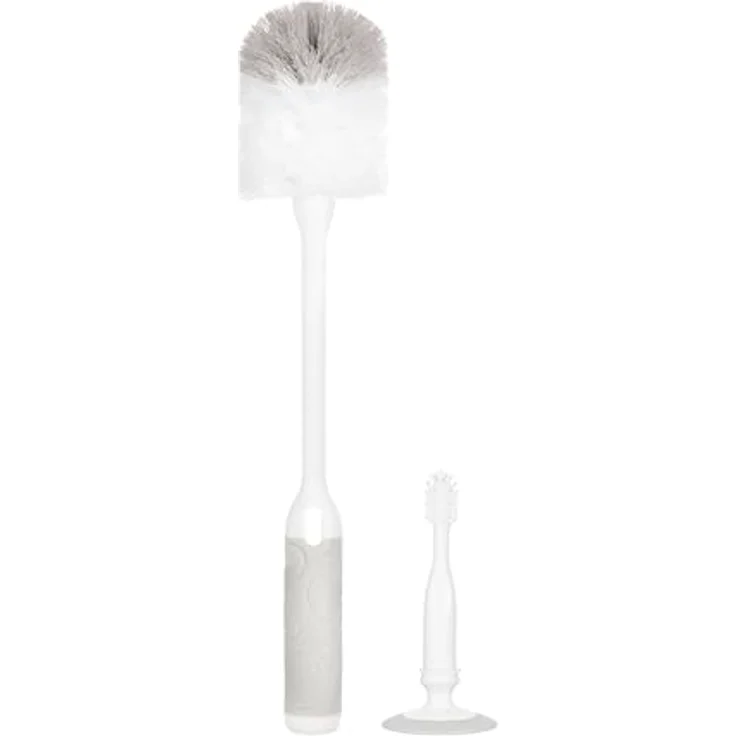 Ubbi Deluxe Baby Bottle Brush Set, 2-in-1 Flaschen- und Nippelbürste mit Saugnapf, hygienisch und langlebig, grau – Bild 1