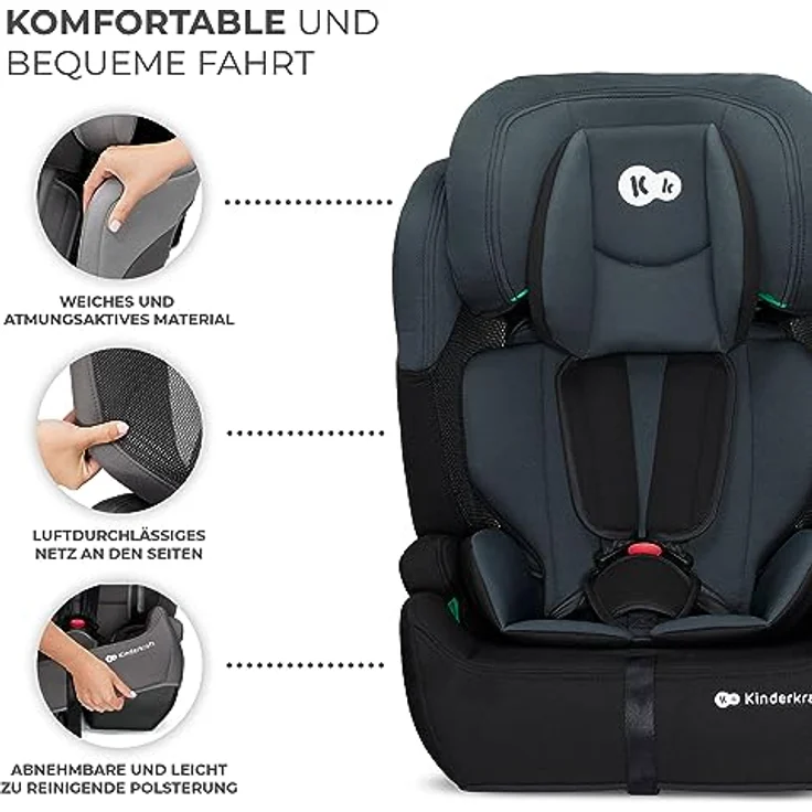 Kinderkraft Autokindersitz COMFORT UP i-Size, für Kinder 76-150 cm, mit herausnehmbarem Einsatz und Fünfpunkt-Gurtsystem – Bild 8