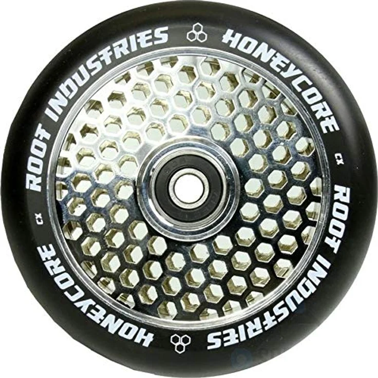 Root Industries Stuntscooter Root Industries Honeycore Stunt-Scooter Rolle 110mm Chrom/PU Schwarz, Leichte Waben Struktur - 200g, Abec 11 Kugellager – Bild 5